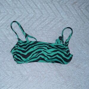 Target Green and Black Zebra Bikini Top